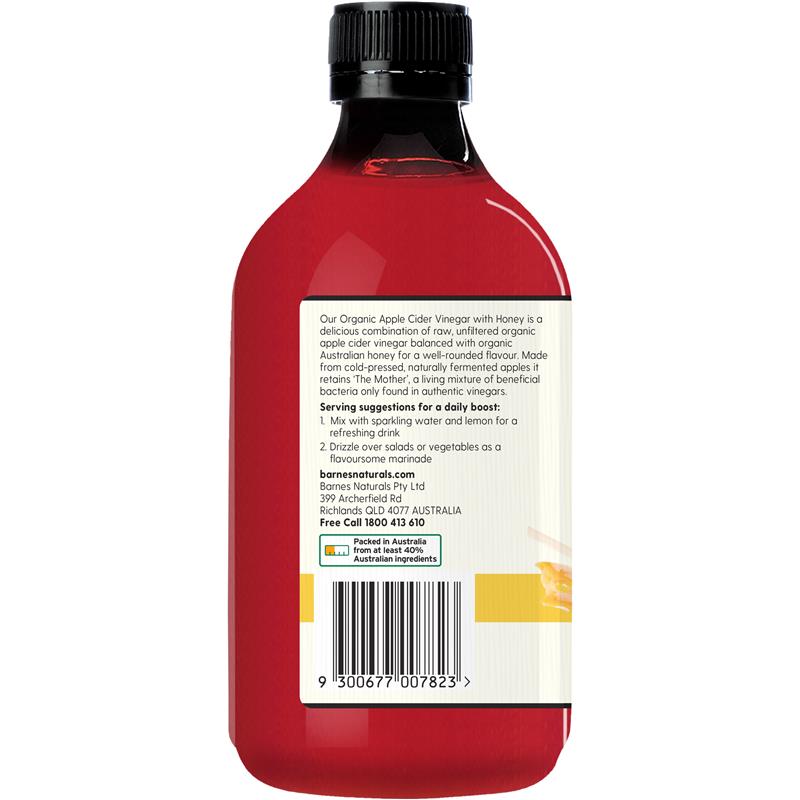 Load image into Gallery viewer, Barnes Naturals Organic Apple Cider Vinegar with the Mother and Honey 500ml
