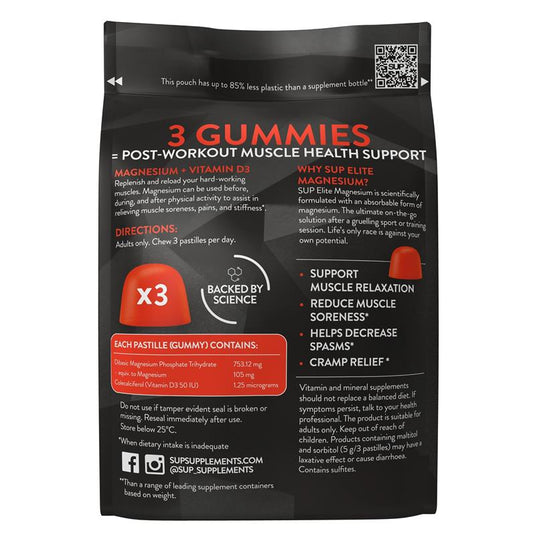 SUP Elite Magnesium Gummies Raspberry Crush Pastilles 45