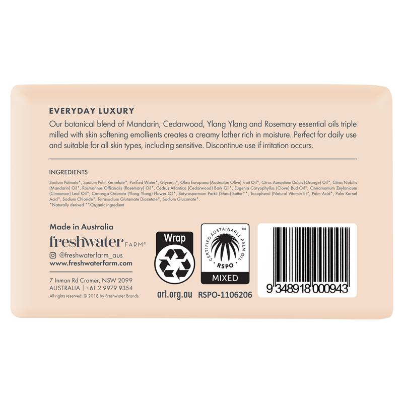 Load image into Gallery viewer, Freshwater Farm Australia Mandarin + Cedarwood Oil Revitalising Body Bar 200g
