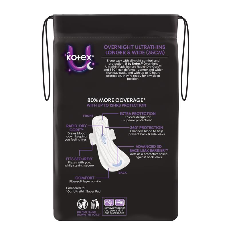 Load image into Gallery viewer, U by Kotex Ultra Thin Overnight Long Wing 8 Pack
