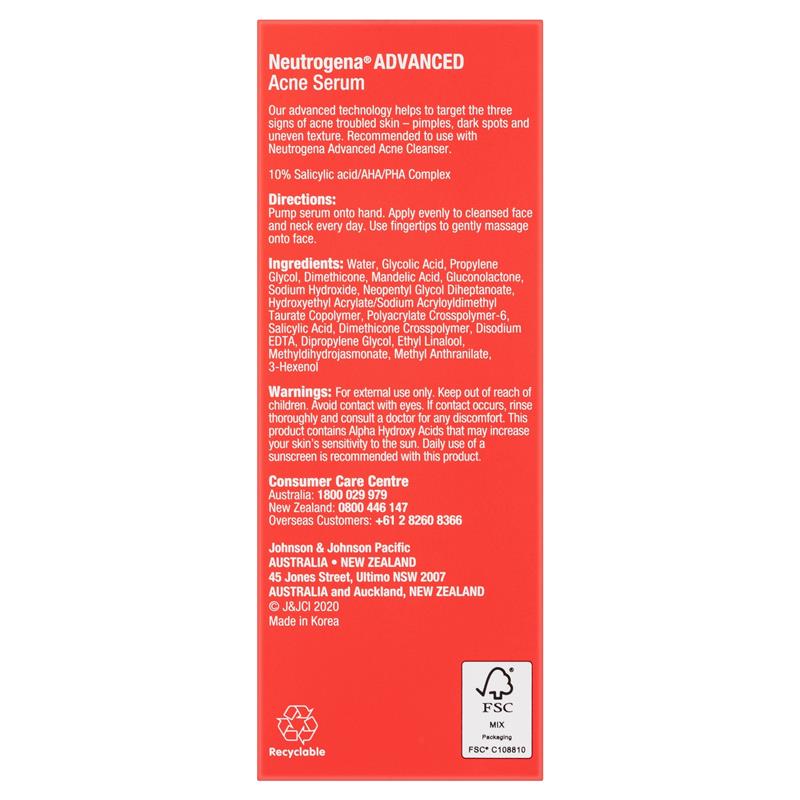 Load image into Gallery viewer, Neutrogena Advanced Acne Serum 30ml
