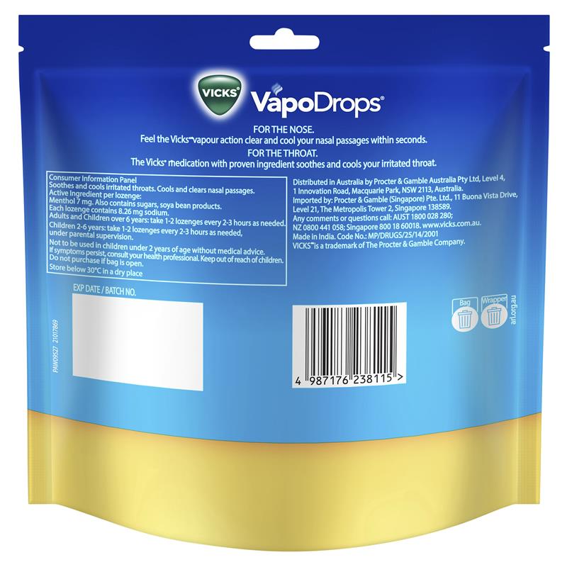 Load image into Gallery viewer, Vicks VapoDrops Butter Menthol 70 Lozenges

