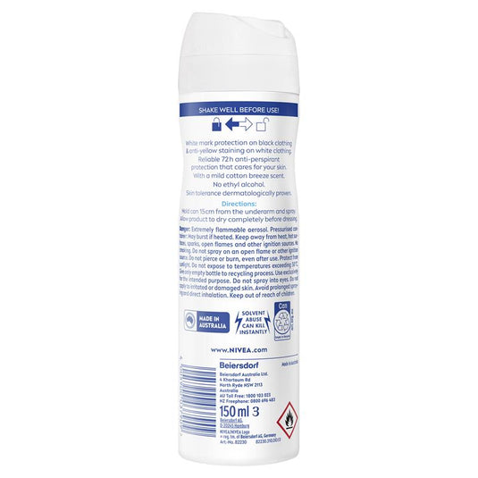NIVEA Black & White Invisible Pure Aerosol Deodorant 72H Protection 150ml