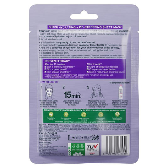 Garnier Hydra Bomb Hyaluronic Acid + Lavender Sheet Mask