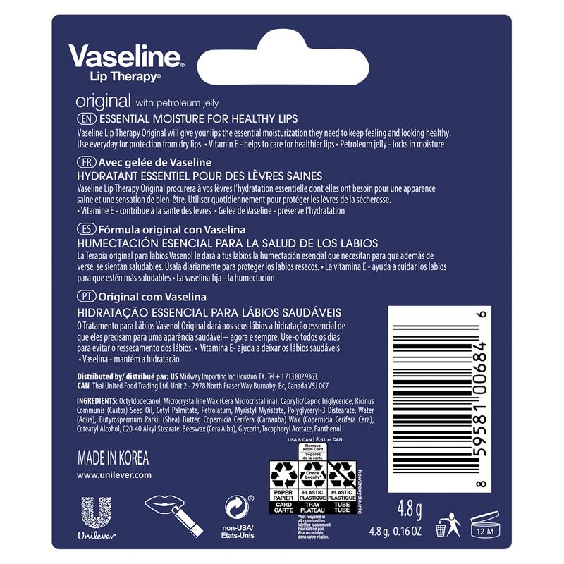 Load image into Gallery viewer, Vaseline Lip Balm Original Stick 4.8g
