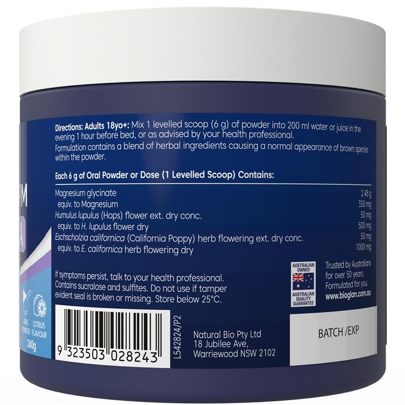 Load image into Gallery viewer, Bioglan Active Magnesium PM Deep Sleep Formula 240g
