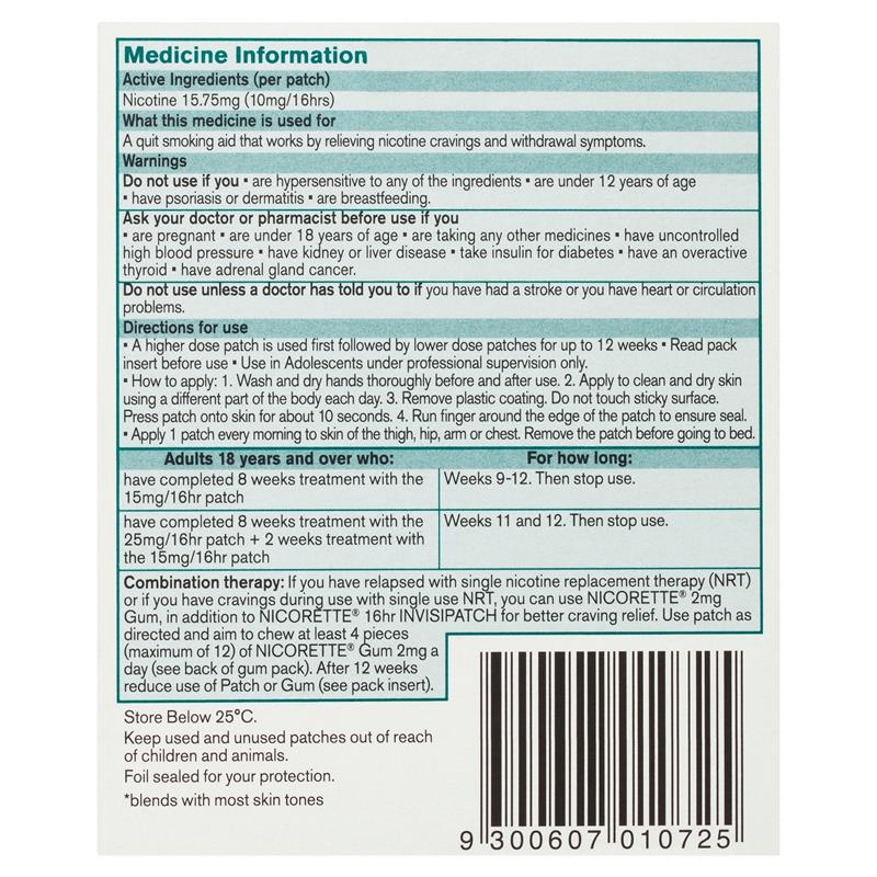 Load image into Gallery viewer, Nicorette Quit Smoking Nicotine 16 Hour Invisipatch Step 3 7 Pack

