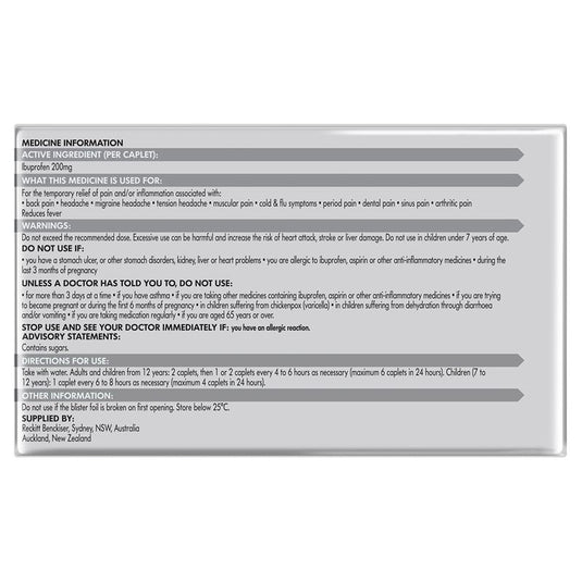 Nurofen Pain and Inflammation Relief Caplets 200mg Ibuprofen 96 Pack
