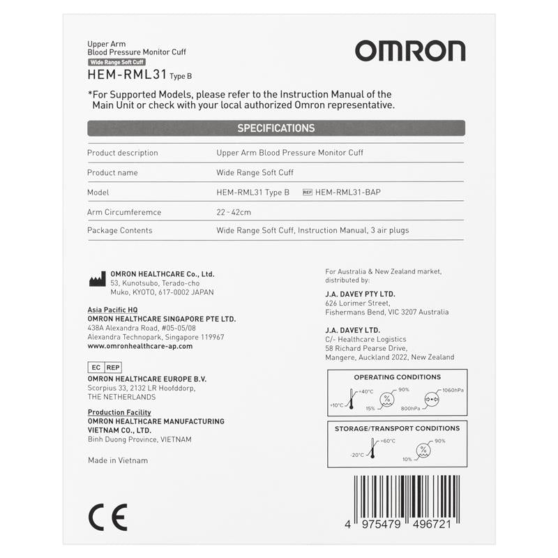 Load image into Gallery viewer, Omron Blood Pressure Cuff HEM-RML31 Medium/Large (22-42cm)
