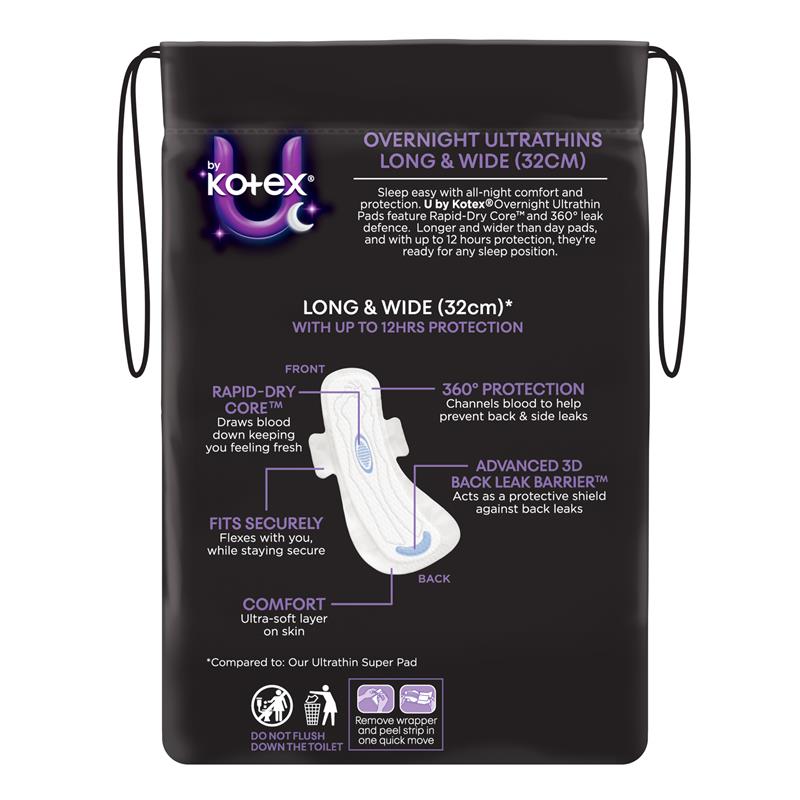 Load image into Gallery viewer, U by Kotex Ultrathin Overnight Regular with Wings Pads 10
