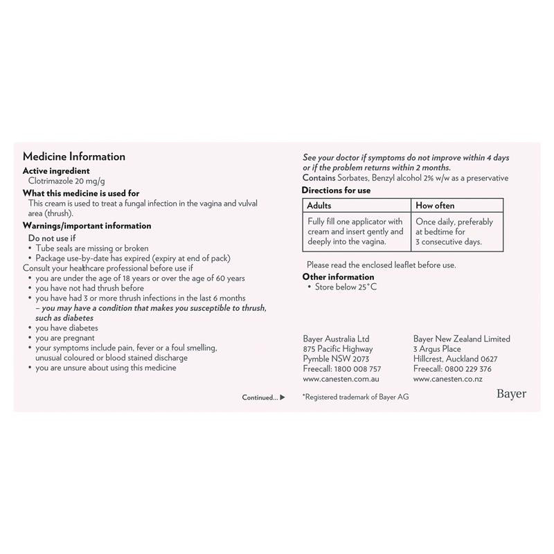 Load image into Gallery viewer, Canesten 3 Day Thrush Treatment Internal Cream - Clotrimazole (S3)
