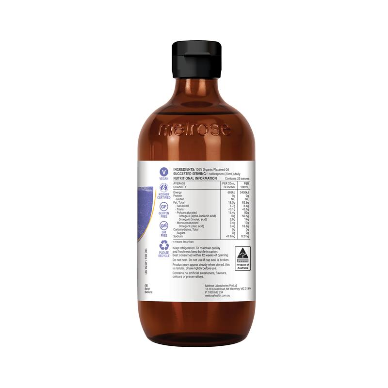 Load image into Gallery viewer, Melrose Organic Flaxseed Oil 500ml Fridge Line
