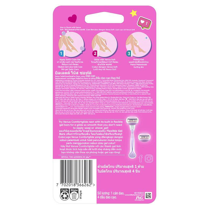 Load image into Gallery viewer, Gillette Venus Soft Hybrid Disposable Razors 4 Pack
