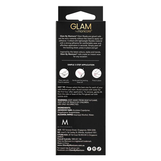 Glam By Manicare Glam Ready Pre-Glued Nails Ballet On Point 30 Pieces