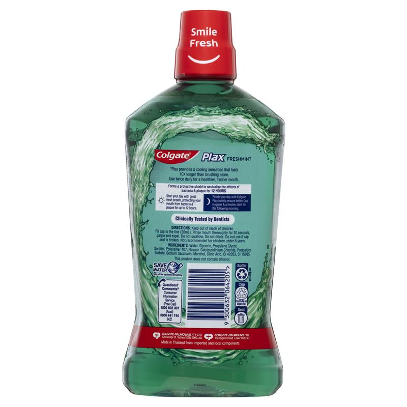 Load image into Gallery viewer, Colgate Plax Alcohol Free Antibacterial Mouthwash Freshmint 1L
