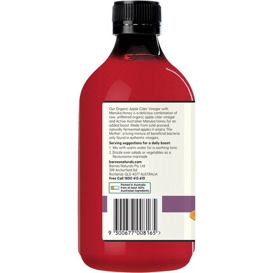 Barnes Naturals Apple Cider Vinegar with the Mother and Manuka 5+ 500ml