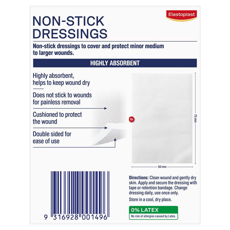 Load image into Gallery viewer, Elastoplast Non-Stick Wound Dressing 7.5cm x 5cm 5 Pack

