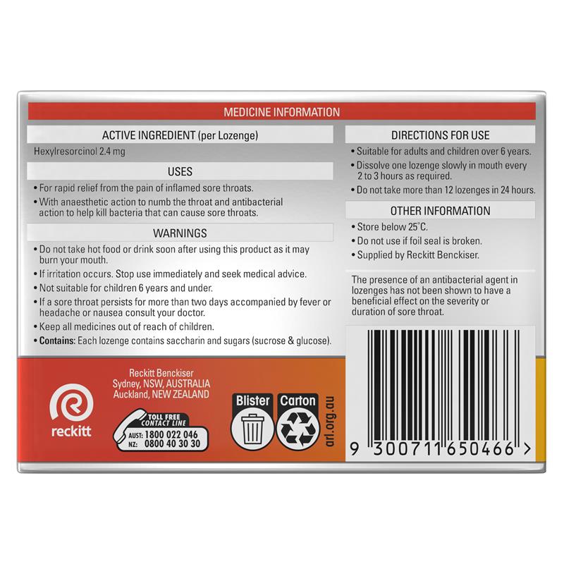 Load image into Gallery viewer, Strepsils Extra Honey Lemon Lozenges 16pk Fast Numbing Sore Throat Pain Relief with Anaesthetic
