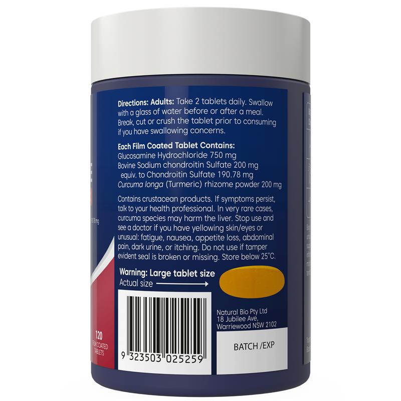 Load image into Gallery viewer, Bioglan Glucosamine + Chondroitin + Turmeric 120 Tablets
