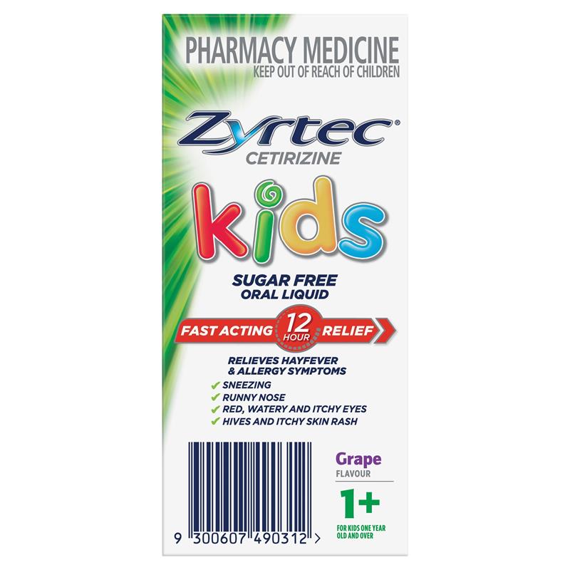 Load image into Gallery viewer, Zyrtec Kids Antihistamine Allergy &amp; Hayfever Oral Liquid Grape 60mL
