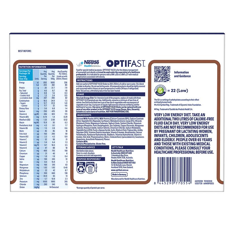 Load image into Gallery viewer, Optifast VLCD Shake Chocolate 18 x 53g
