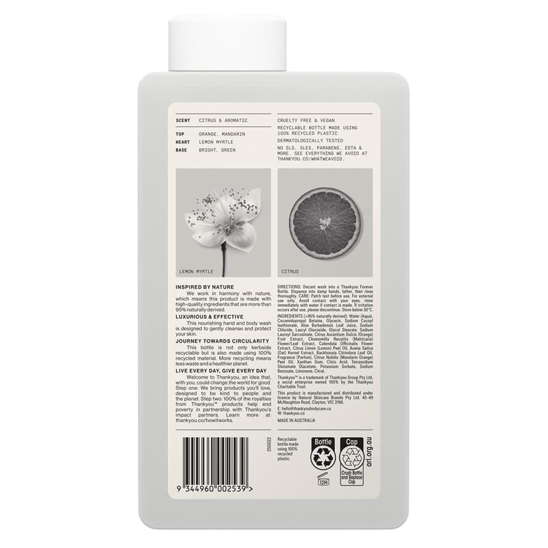 Load image into Gallery viewer, Thankyou Hand &amp; Body Wash Botanical Lemon Myrtle &amp; Oat Milk Refill 1L
