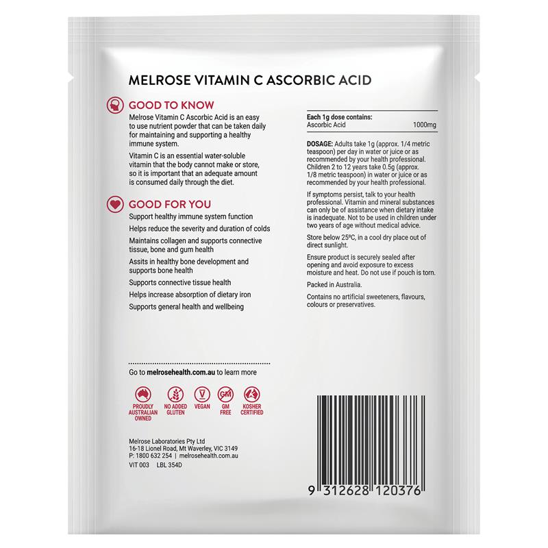 Load image into Gallery viewer, Melrose Vitamin C + Ascorbic Acid 125g Powder
