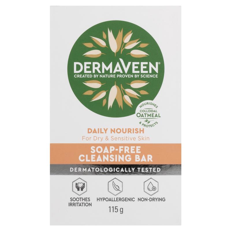 Load image into Gallery viewer, DermaVeen Daily Nourish Soap-Free Cleansing Bar for Dry &amp; Sensitive Skin 115g
