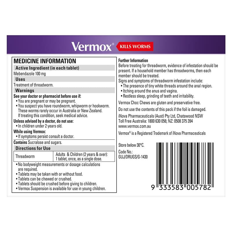 Load image into Gallery viewer, Vermox Worming Treatment Choc Chews 4 Tablets
