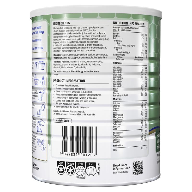 Load image into Gallery viewer, Alula Gold Allergy Rice Infant Formula 0-12 Months 800g
