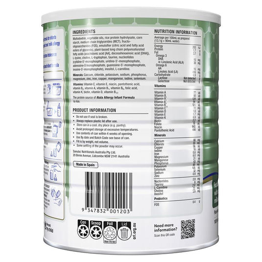 Alula Gold Allergy Rice Infant Formula 0-12 Months 800g