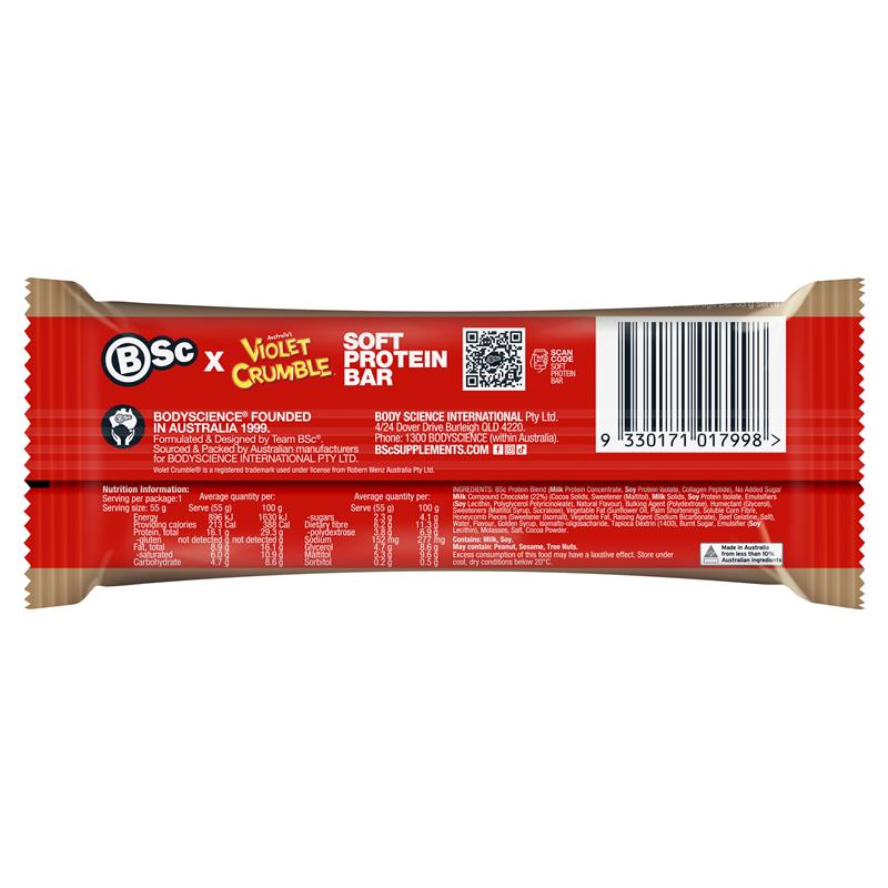 Load image into Gallery viewer, BSc x Violet Crumble Soft Protein Bar Caramel Honeycomb 55g

