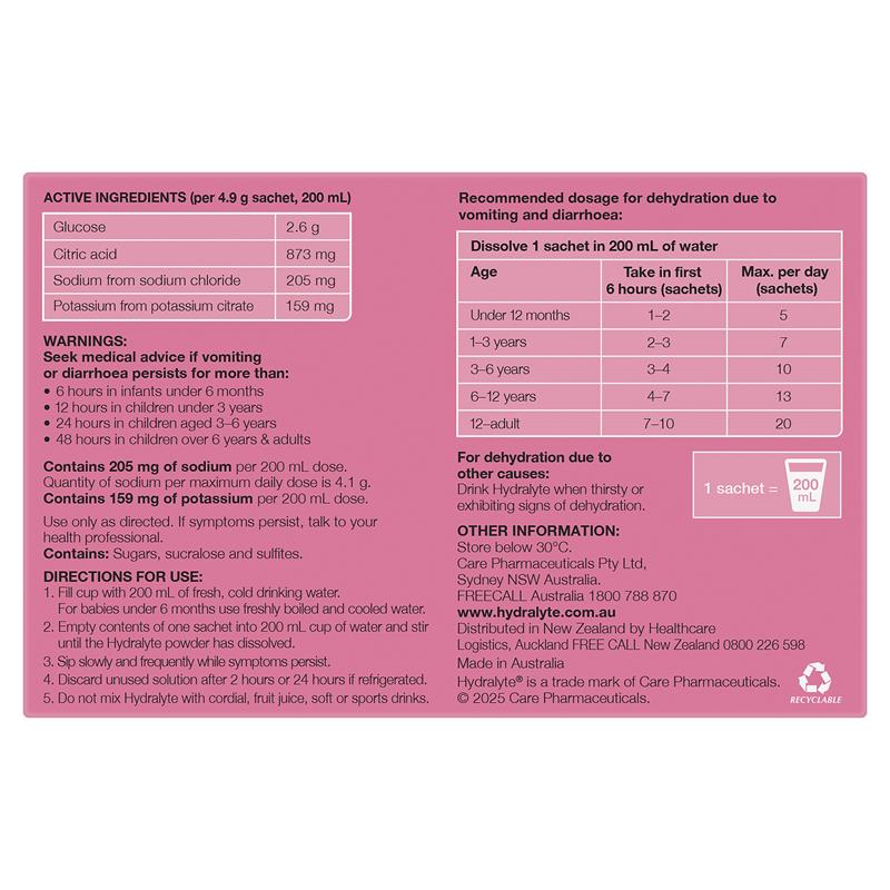 Load image into Gallery viewer, Hydralyte Electrolyte Watermelon Sachets Value Pack 4.9g x 24
