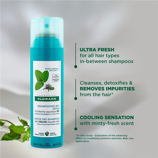 Klorane Aquatic Mint Dry Shampoo 150ml - Scalp Detox