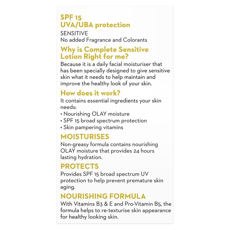 Load image into Gallery viewer, Olay Complete UV Protection Moisturiser Lotion Sensitive SPF15 150mL

