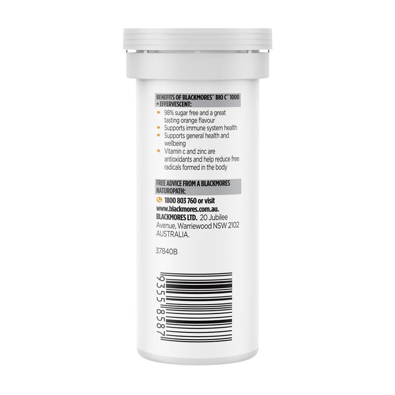 Load image into Gallery viewer, Blackmores Bio C 1000 Echinacea + Zinc 10 Effervescent Tablets
