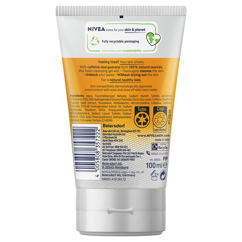 Load image into Gallery viewer, NIVEA MEN Active Energy Face Wash Gel 100ml
