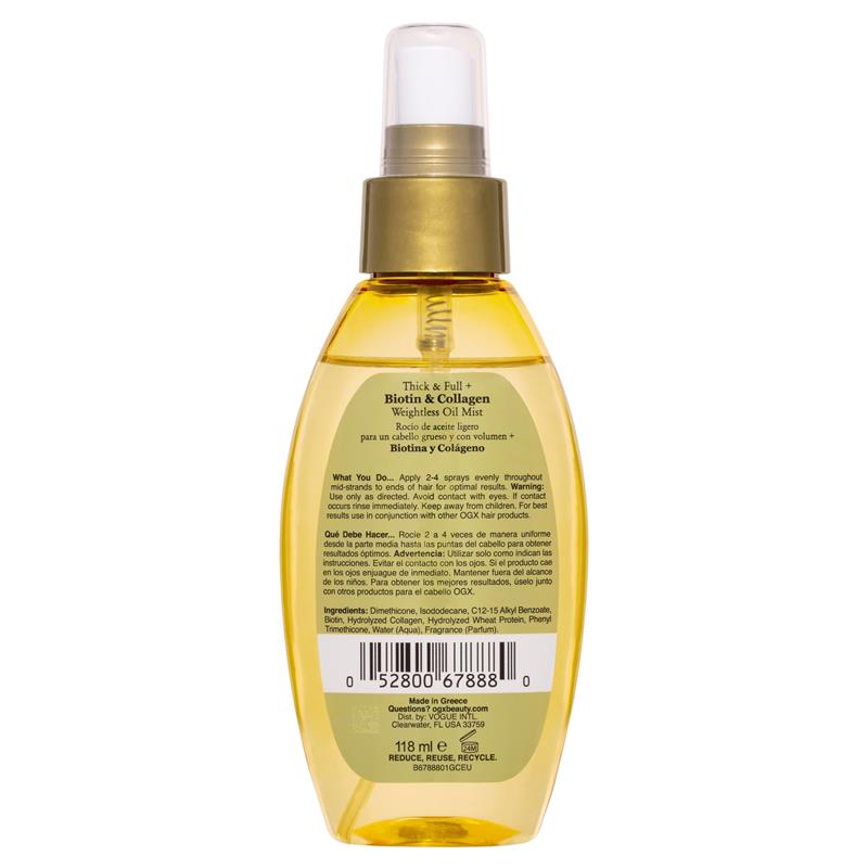 Load image into Gallery viewer, OGX Biotin &amp; Collagen Volumising Weightless Oil Mist 118mL
