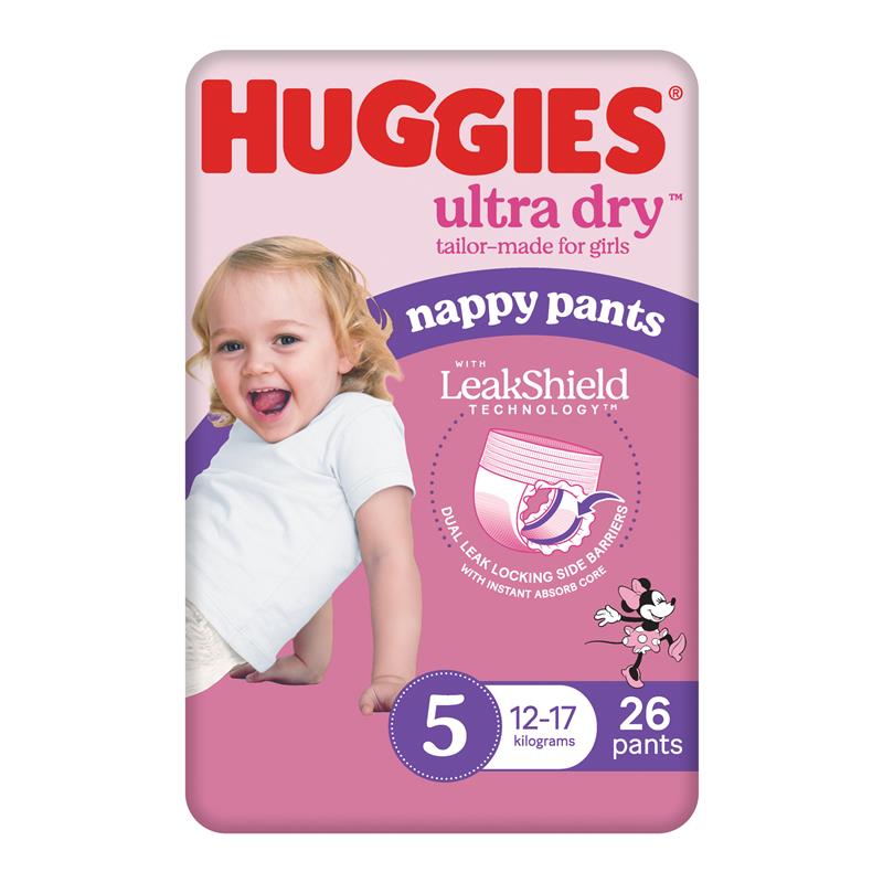 Load image into Gallery viewer, Huggies Ultra Dry Nappy Pants Size 5 12-17kg Girl 26 Pack
