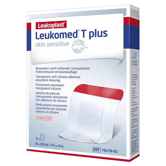 Leukomed T Plus Skin Sensitive Transparent 8cm x 10cm 5 Pack