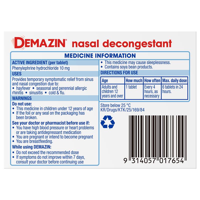 Load image into Gallery viewer, Demazin Nasal Decongestant 24 Tablets
