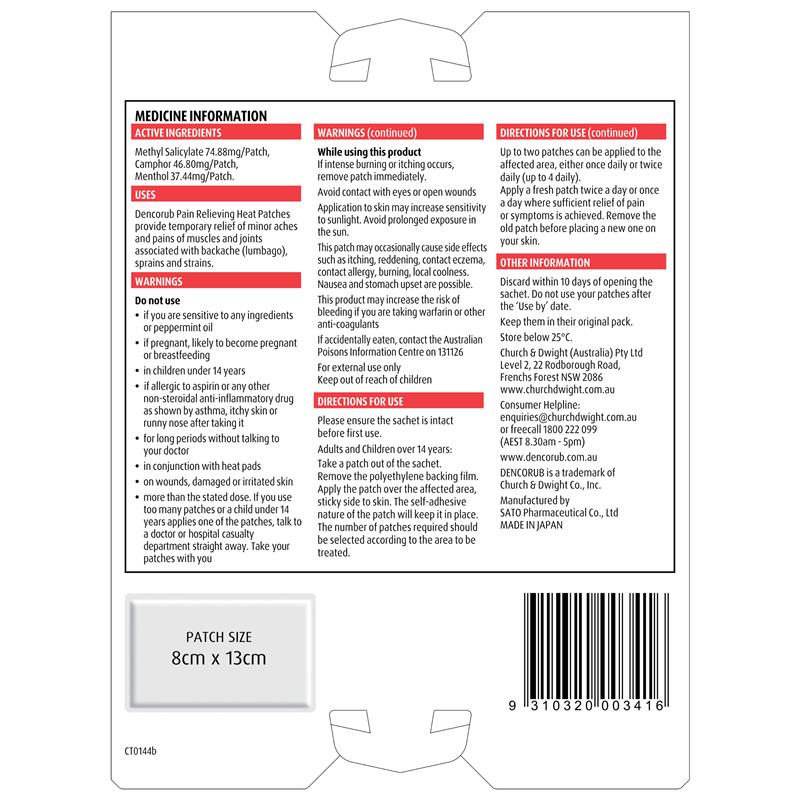 Load image into Gallery viewer, Dencorub Pain Relieving Heat Patches Value 6 Pack
