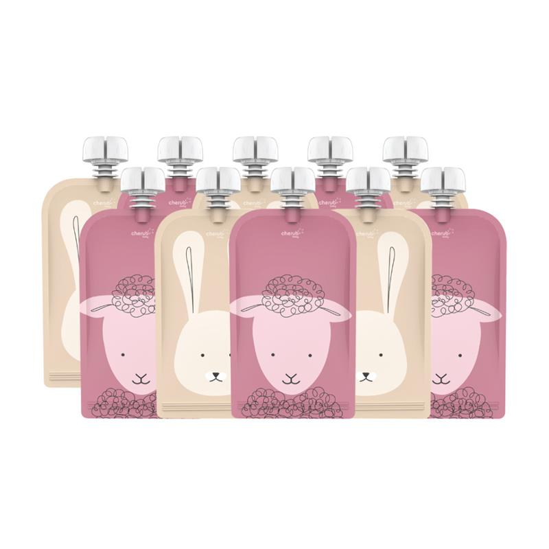 Load image into Gallery viewer, On The Go Food Pouch Dusty Rose &amp; Sand 120ml Animal Print 10 Pack
