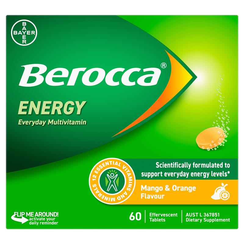 Load image into Gallery viewer, Berocca Energy Mango And Orange 60 Effervescent Tablets Exclusive Size
