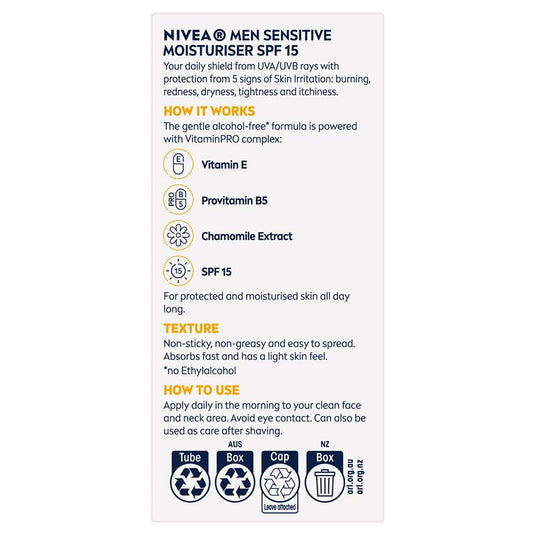 NIVEA MEN Sensitive Protective Moisturiser SPF15 75ml
