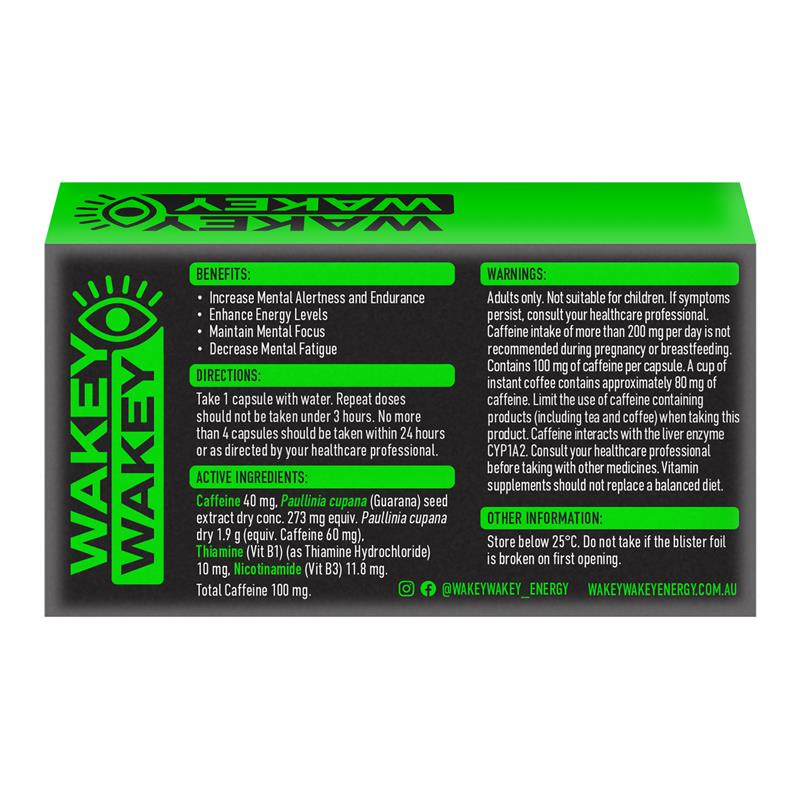 Load image into Gallery viewer, Wakey Wakey Caffeine Energy Liquid Capsules 20 Pack
