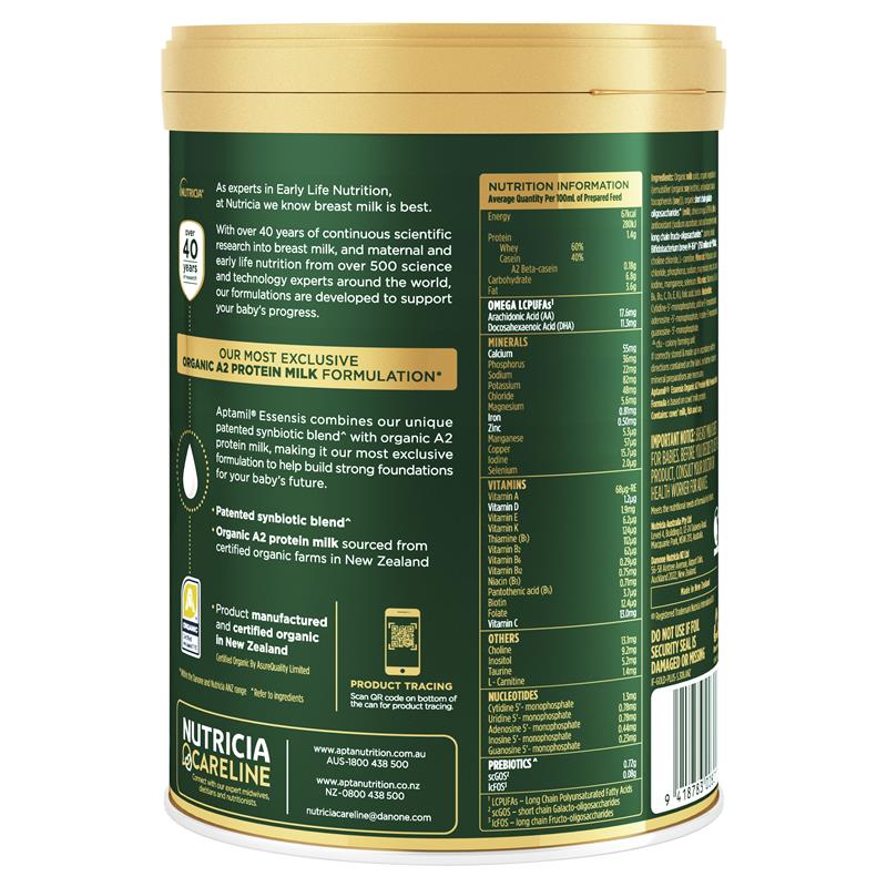 Load image into Gallery viewer, Aptamil Essensis Organic A2 Protein Milk 1 Premium Infant Formula From Birth to 6 Months 900g

