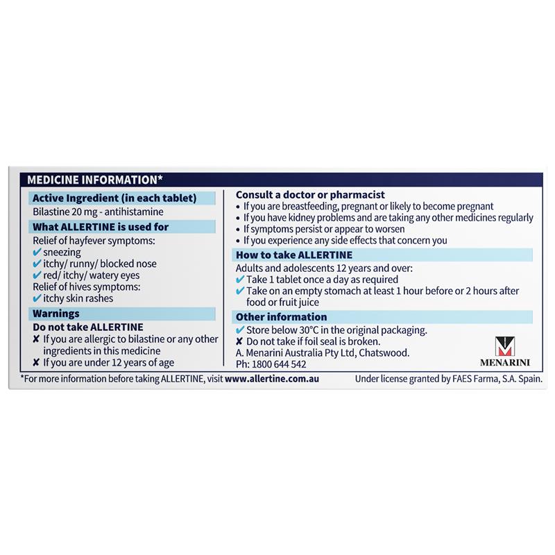 Load image into Gallery viewer, Allertine 20mg 30 Tablets - Bilastine

