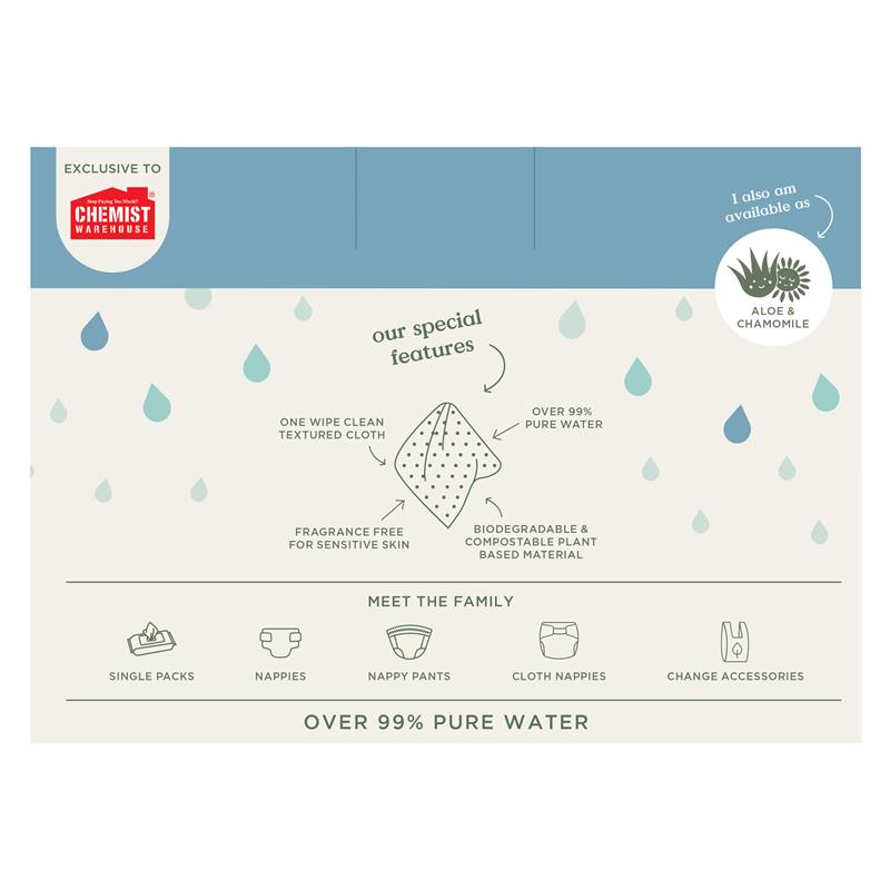 Load image into Gallery viewer, Tooshies Baby Wipes Pure Water 6 x 70 Pack
