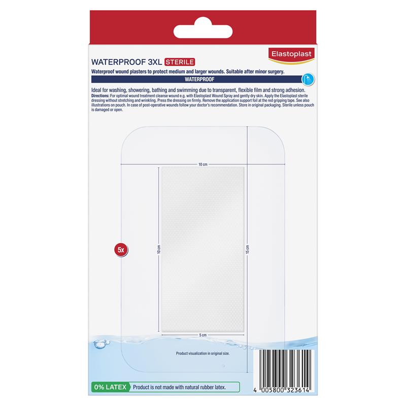 Load image into Gallery viewer, Elastoplast Waterproof Dressing 3XL 10x15cm 5 Dressings
